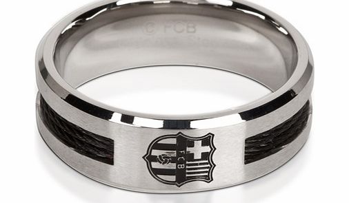 Barcelona Black Inlay Crest Ring - Stainless