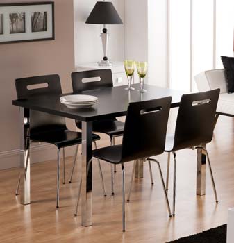 Loco Rectangular Dining Set in Black with 4 Chairs