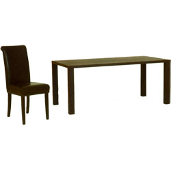 World Furniture Madison - Dining Table & 6 Dark Brown Faux