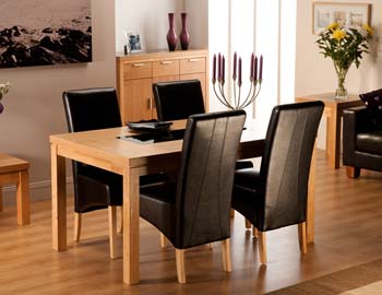 Milagros Rectangular Dining Set in Oak with 4