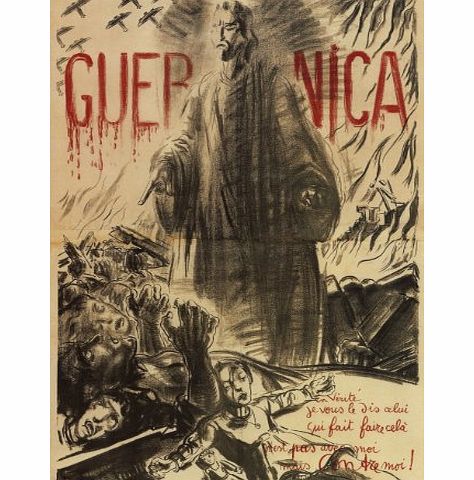 Vintage Spanish Civil War 1936-39 Propaganda GUERNICA. BASQUE COUNTRY VILLAGE BOMBED BY ITALIAN amp; GERMAN FORCES ON REQUEST OF THE NATIONALIST PARTY 250gsm ART CARD Gloss A3 Reproduction Poster