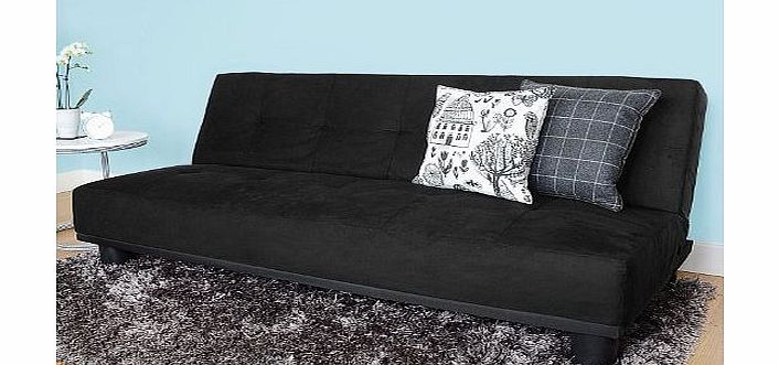 WorldStores Ismi Black Faux Suede Sofa Bed - 3 Seater Sofa Bed - Small Double Bed - Fixed Cushions - Contemporary