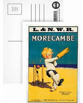 Morecambe - Loosens your stumps - Cricket on the beach - Postcard (Pack of 8) - Highest Quality