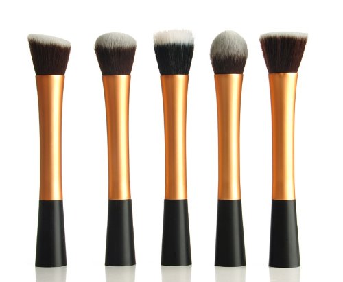 Professional Makeup Brush Set 5PCS Eyebrow Shadow Blush Cosmetic Foundation Concealer Brush Tool Kit (Golden)