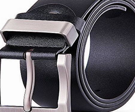 XIANGUO Mens Pin Buckle Belt Genuine Leather Antique Casual Style Belt Black