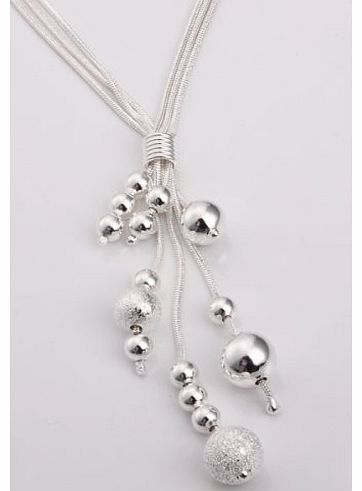 xiaotang444 New Fashion Jewelry Classic Drop Ball 925 Pendant Women Jewelry Solid Silver Necklace   velvet pouch