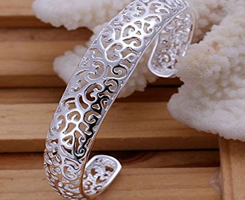 New Fashion Jewelry Classic Women Lady solid Silver Hollow Bracelets 925 + velvet pouch