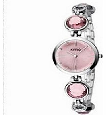 XINTE K465L Lady Quartz Crystal Bracelet Wrist Watch with CZ Diamond Band Color Pink