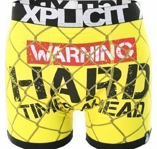 Mens Boxer Shorts Funny Comedy Rude Hard Times (Hard Times - Yellow) L