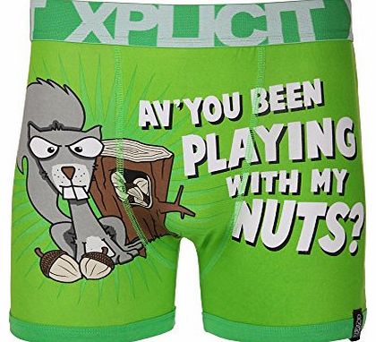 Mens Green Playing With Nuts Print Boxer Shorts XXL