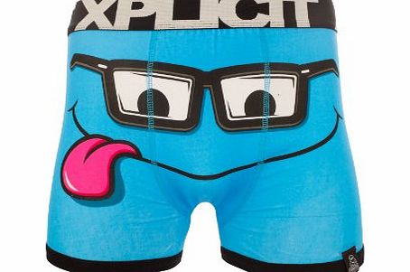 Mens Nerdy Specs Funny Novelty Boxer Shorts Stag Do Boxers Neon Blue Large