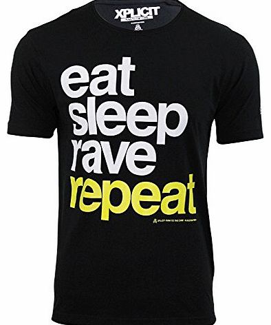 Rave Repeat T-Shirt - Black - Medium