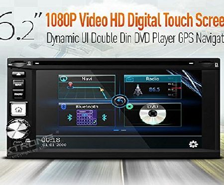  6.2`` 2 Din Double Din HD Touch Screen Car Stereo DVD MP3 Player In-Dash GPS Navigation Radio Bluetooth