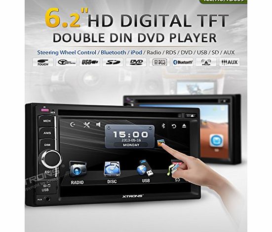  Double 2 DIN Car Stereo DVD Player In Dash Radio 6.2`` HD Touch Screen Stylish UI Bluetooth