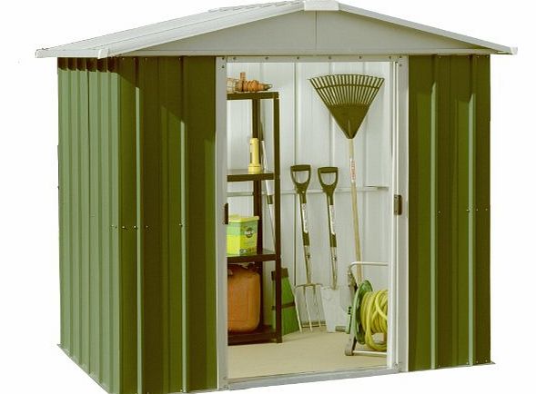 66GEYZ 6 x 6ft Deluxe Metal Shed - Green/ Silver