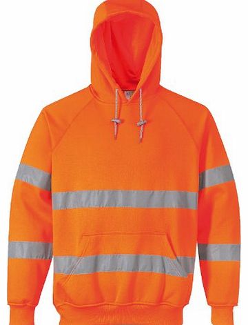 Portwest B304 Orange Hi-Vis or Hi-Viz Hooded Sweatshirt Hoodie Hoody Small - 2XL (XL 46-48`` Chest)