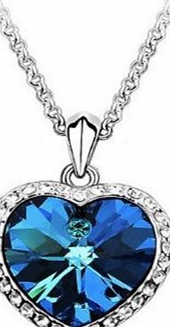 YAZILIND Blue Heart of Ocean Titanic Crystal Necklace Pendant with Chain Perfect Gift (blue)