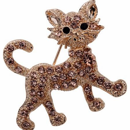 YAZILIND  Jewelry Fashion Gold Plated Carved Full Brown Crystal Cat Brooches and Pins Bridal for Women Gift