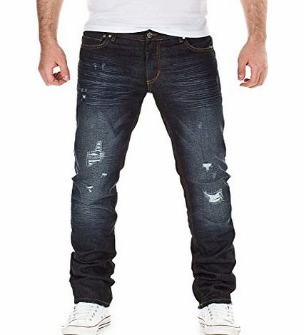 Yazubi Designer Mens Jeans Standard Fit Straight Jeans, dark blue 2087, W32/L32