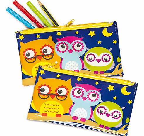 3 Little Owls Pencil Cases - Pack of 3