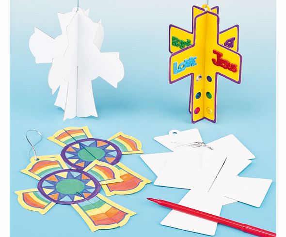 3D Cross Hanging Decorations - Pack of 12