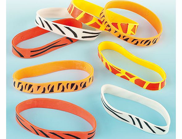 Animal Print Wrist Bands - Pack of 12