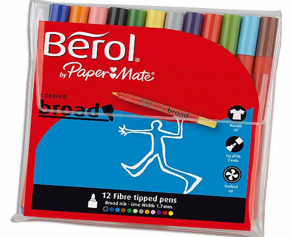 Berol Colourbroad Fibre Tip Pens - Pack of 12