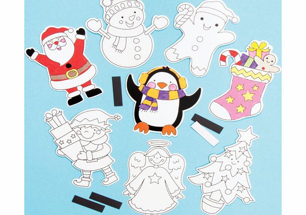 Christmas Colour-in Magnets - Pack of 12