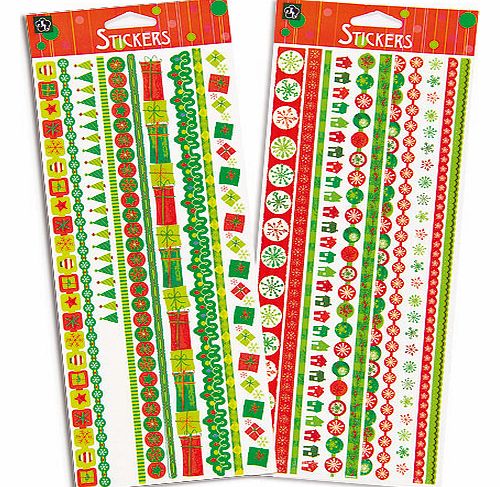 Christmas Glitter Border Stickers - Per pack