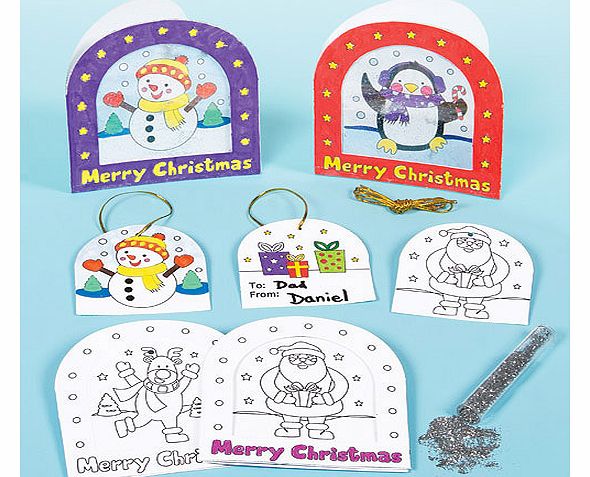 Yellow Moon Christmas Glitter Snowstorm Card Kits - Pack of 6