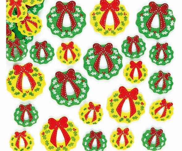 Christmas Wreath Felt Stickers - Pack of 80