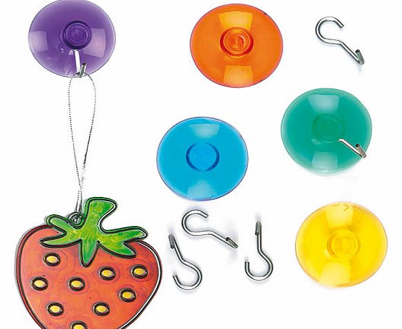Coloured Suction Hooks - Pack of 24