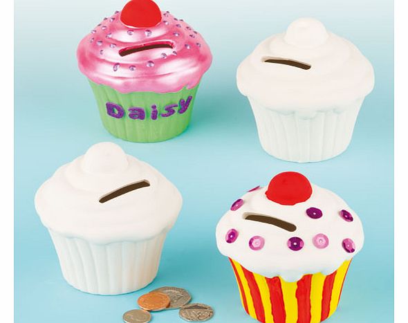 Cupcake Ceramic Money Banks - Pack of 4