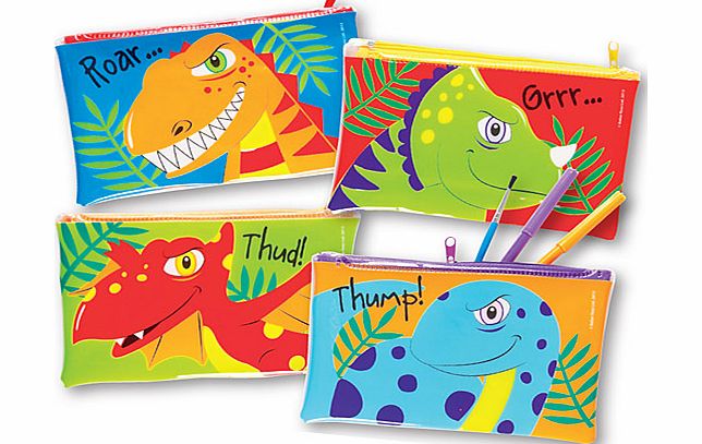Dinosaur Pencil Cases - Pack of 4