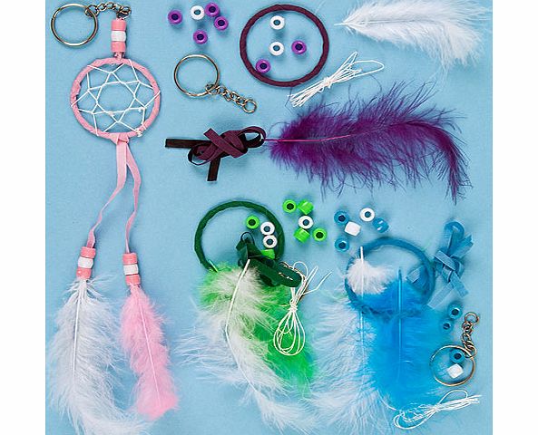Yellow Moon Dreamcatcher Keyring Kits - Pack of 4