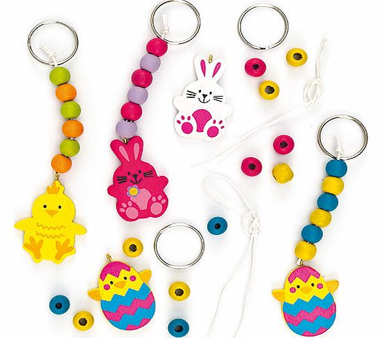 Easter Wooden Bead Keyring Kits - Pack of 4
