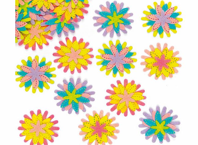 Yellow Moon Flower 3D Felt Stickers - Pack of 20