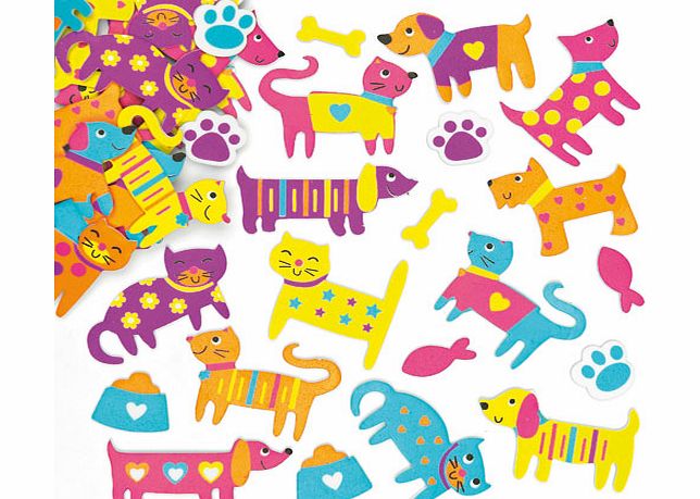 Funky Cat  Dog Foam Stickers - Pack of 100