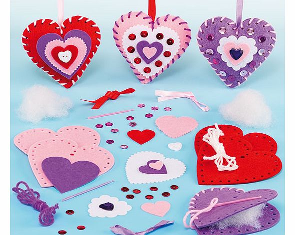 Heart Decoration Sewing Kits - Pack of 3