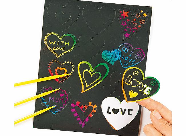 Heart Scratch Art Stickers - Pack of 96