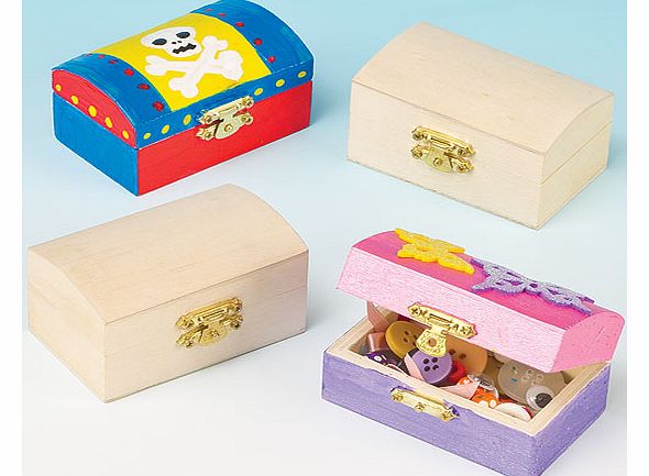 Mini Wooden Treasure Chests - Pack of 4