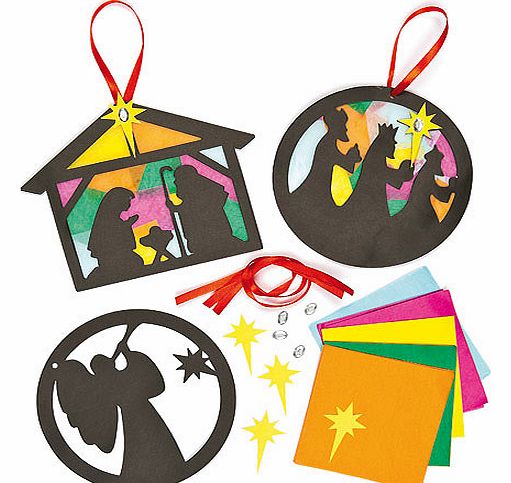 Nativity Stained Glass Effect Decorations - Pack