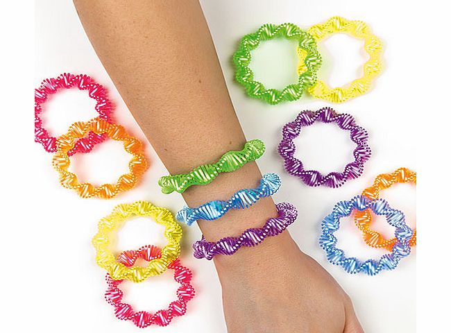 Neon Slinky Spiral Bracelets - Pack of 6