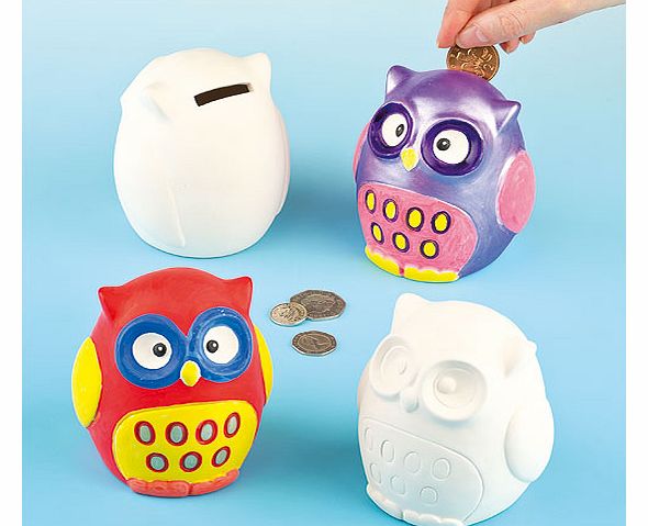 Owl Ceramic Coin Banks - Box of 4