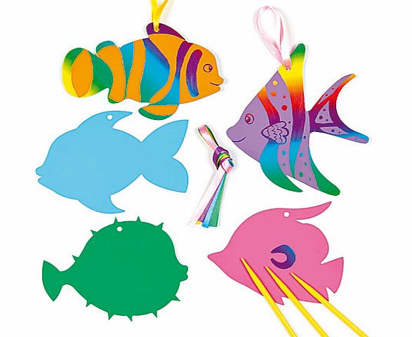 Tropical Fish Scratch Art Decorations - Pack of 10