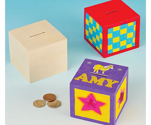 Wooden Cube Money Boxes - Pack of 2