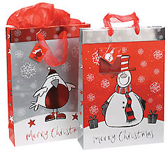 Snowman/Robin Bags with Tissue Paper