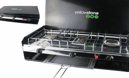 Yellowstone Double Burner with Grill and Lid - Black