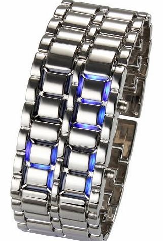 Lava Style Blue Light Silver Metal Strap Digital LED Watch,Ideal Gifts