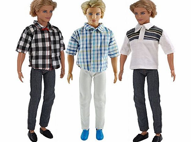 Yiding 3 Set Handmade Casual Wear Clothes Top Pants For Barbie Boy Friend Ken Dolls UK